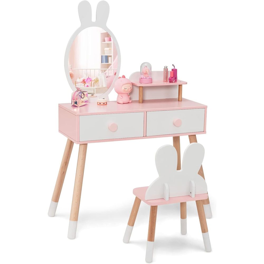 EY 키즈 화장대, 토끼 테마 유아용 원목 화장대 및  - Beauty Makeup Table 리뷰 및 가격