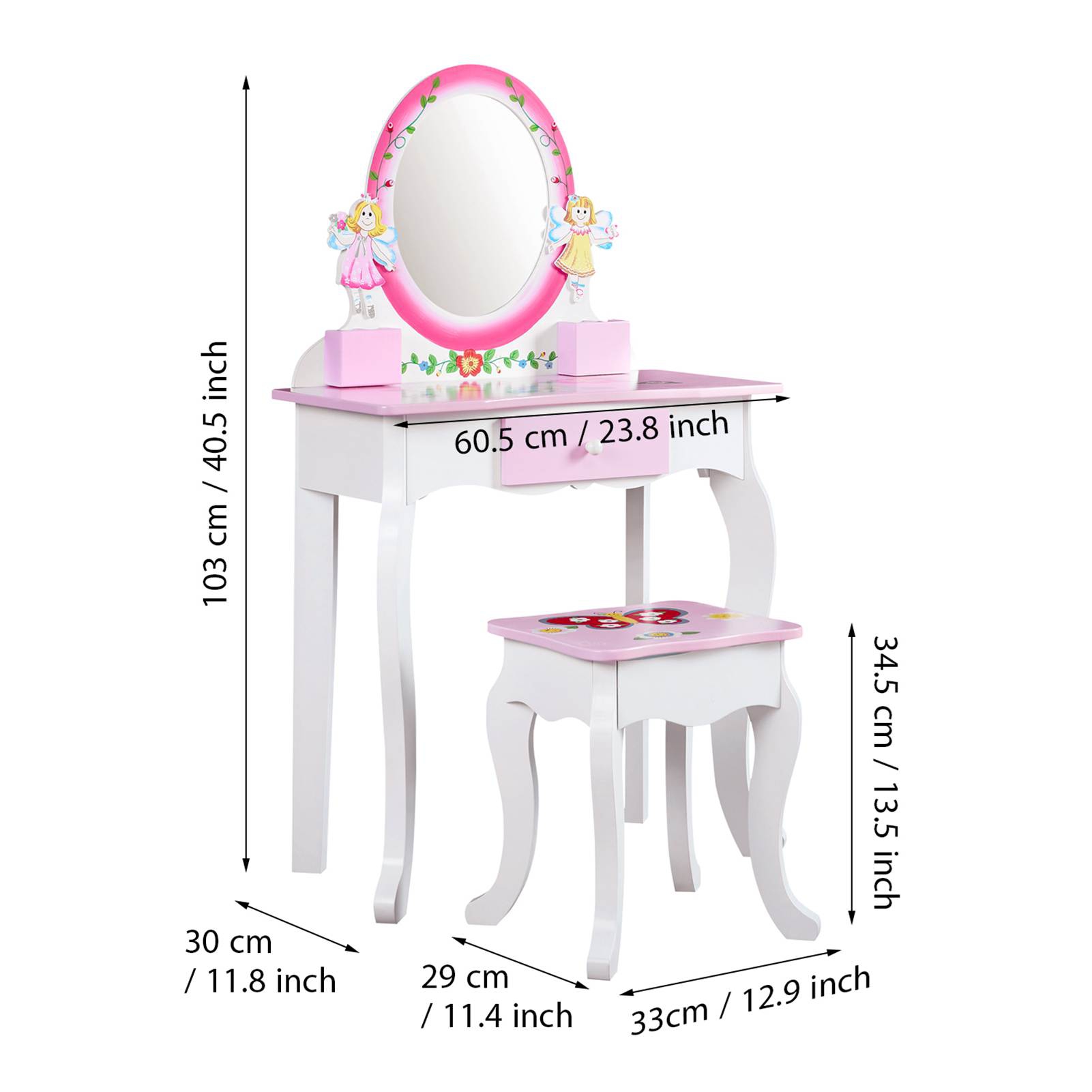어린이 화장대 세트 꽃무늬 나무 화장대 공주님 테이블  - Beauty Makeup Table 리뷰 및 가격