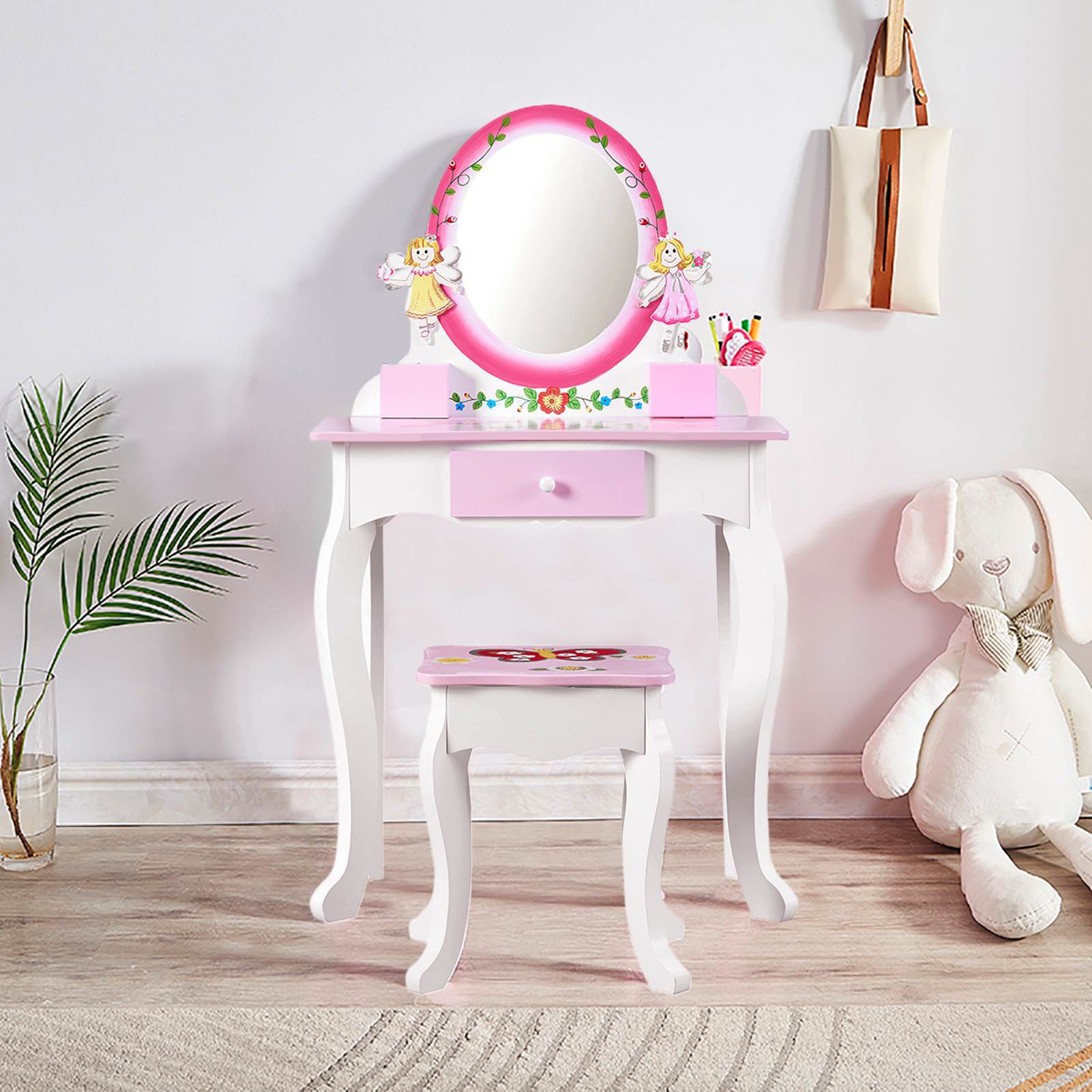 어린이 화장대 세트 꽃무늬 나무 화장대 공주님 테이블  - Beauty Makeup Table 리뷰 및 가격