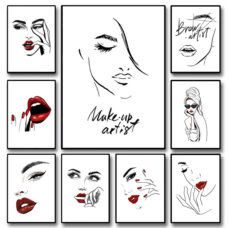 1개(프레임 없음) 패션 메이크업 포스터 섹시한 미인  - Beauty Makeup Pic 리뷰 및 가격
