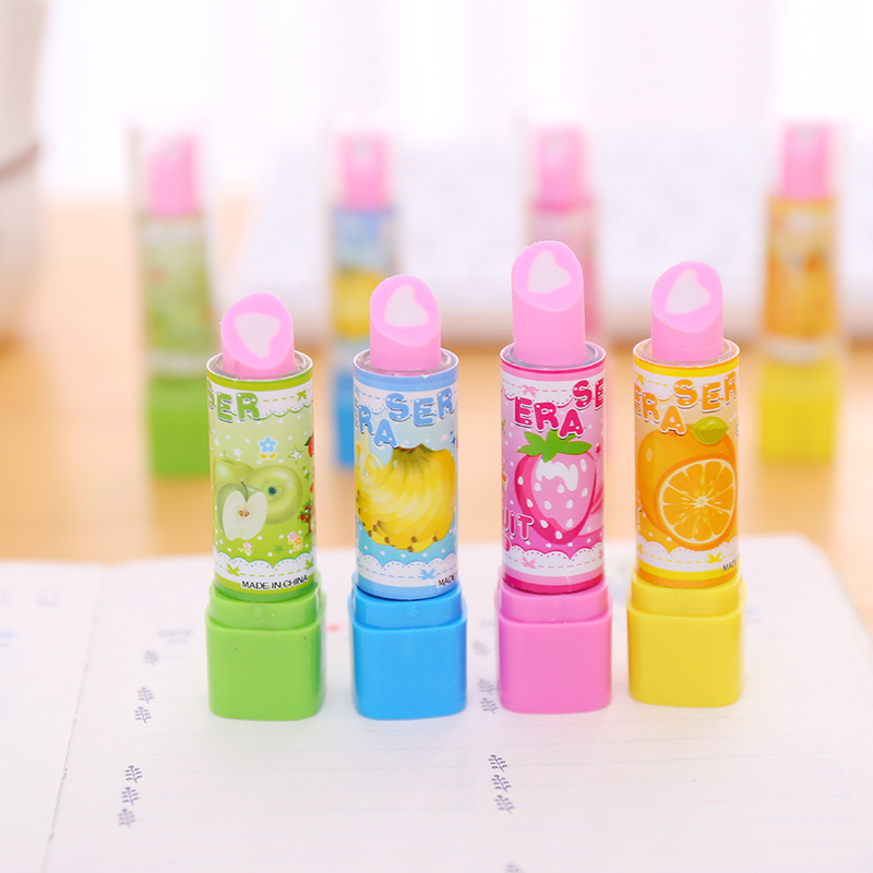 10Pcs 만화 과일 립스틱 모양 지우개 어린이를위한  - Beauty Makeup News 리뷰 및 가격
