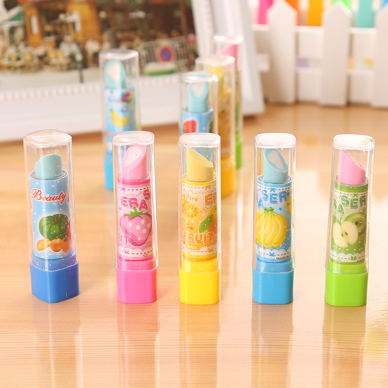 10Pcs 만화 과일 립스틱 모양 지우개 어린이를위한  - Beauty Makeup News 리뷰 및 가격