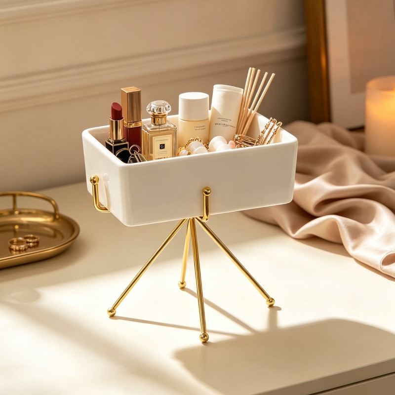 세련된 디자인의 세라믹 화장품 브러시 보관대, 금속 받 - Beauty Makeup Table 리뷰 및 가격