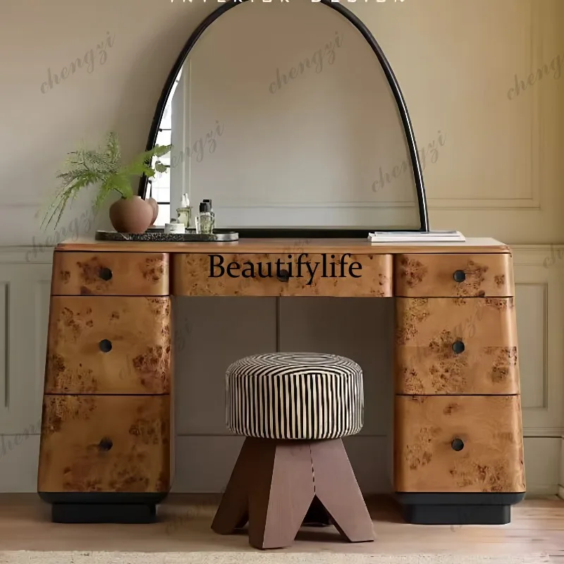아름다운 중세 스타일 원목 나무껍질 서랍장, 탈부착 가 - Beauty Makeup Table 리뷰 및 가격